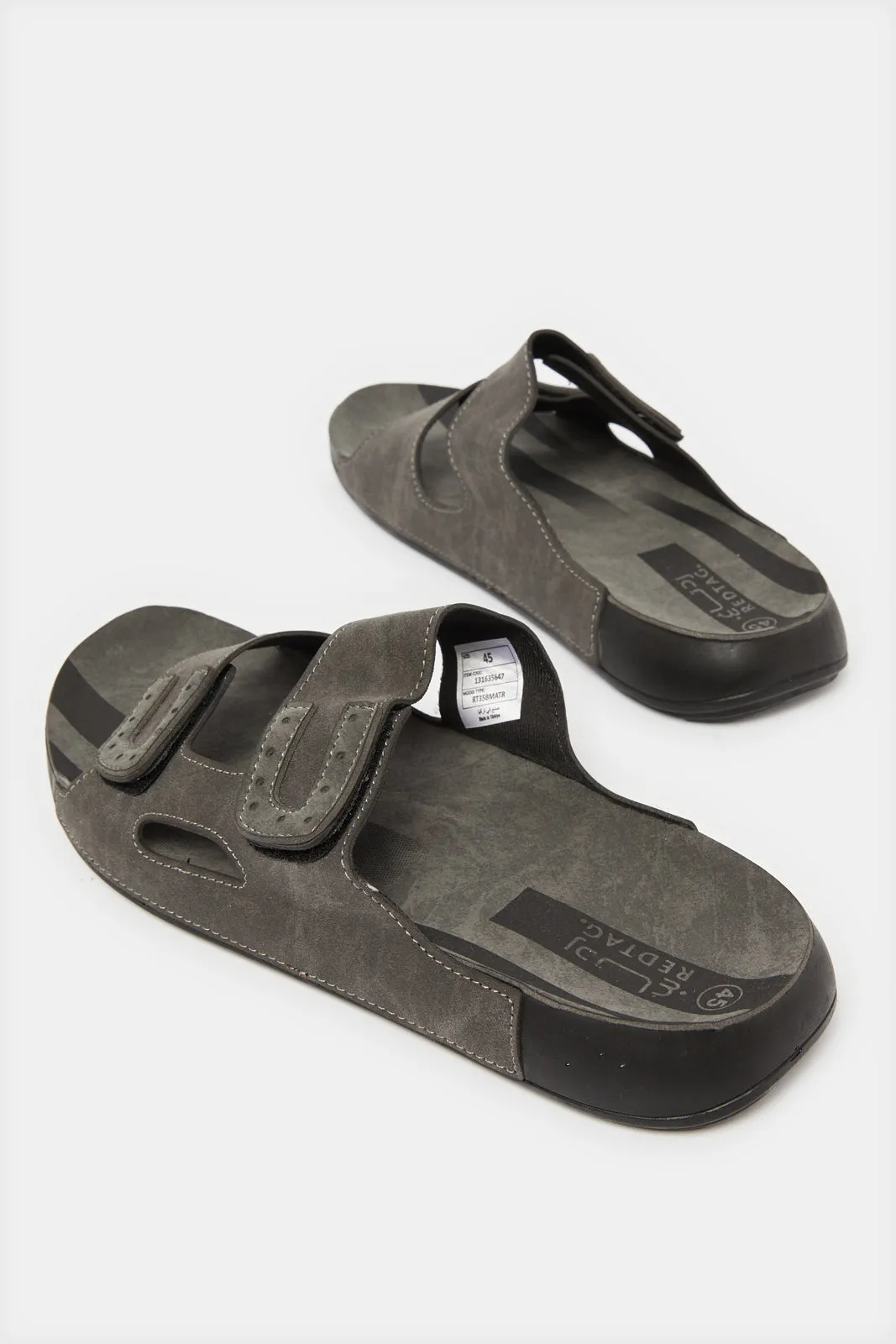 Men Grey Velcro Sandals