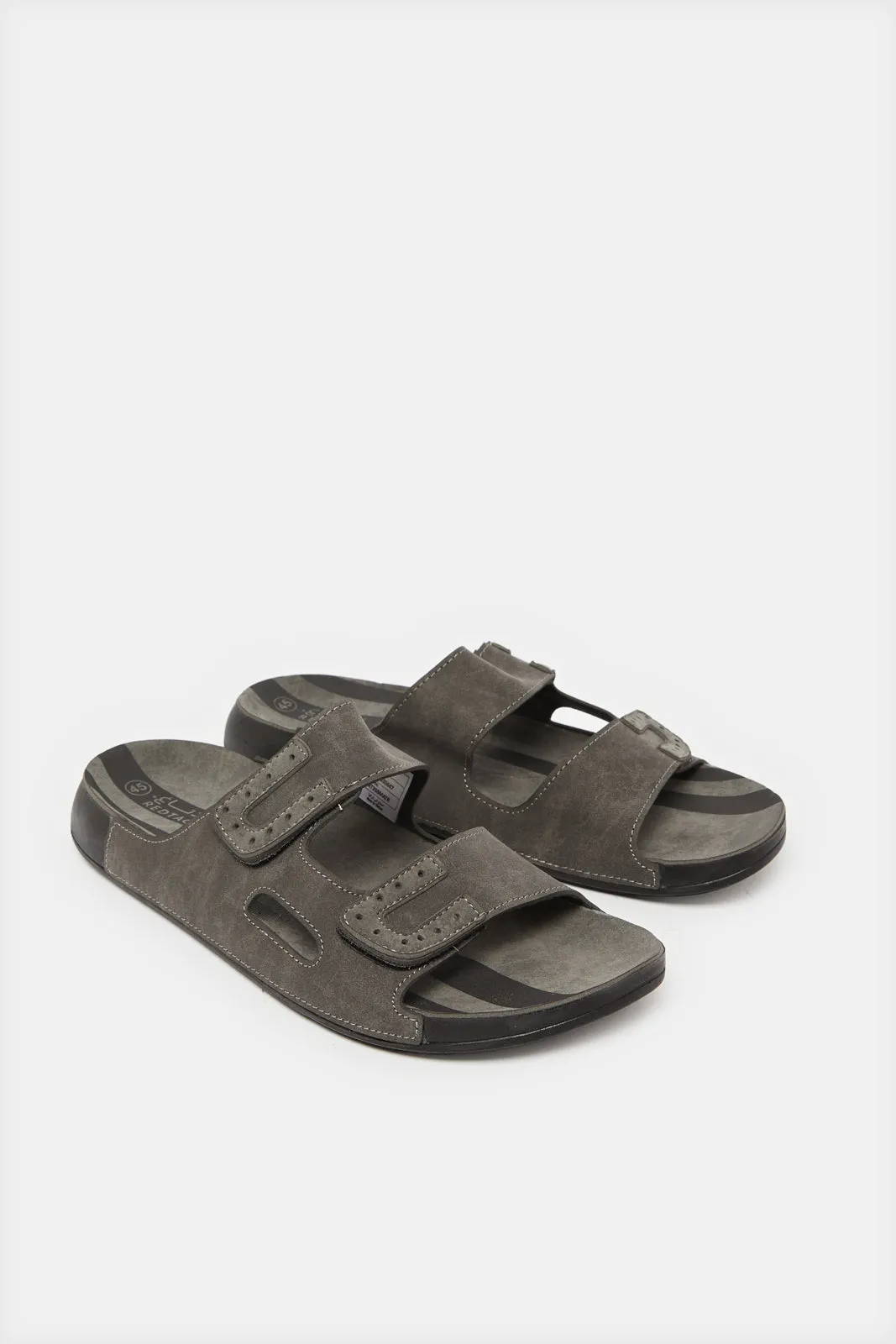 Men Grey Velcro Sandals