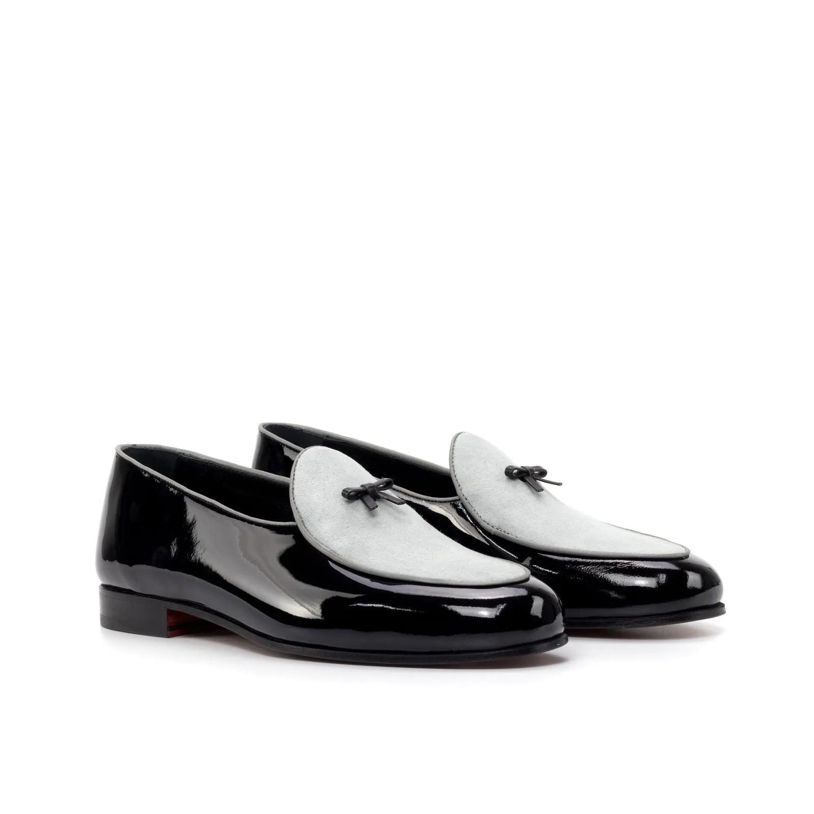 Men's Belgian Leather Slippers Wide Plus Size Grey Black 4893