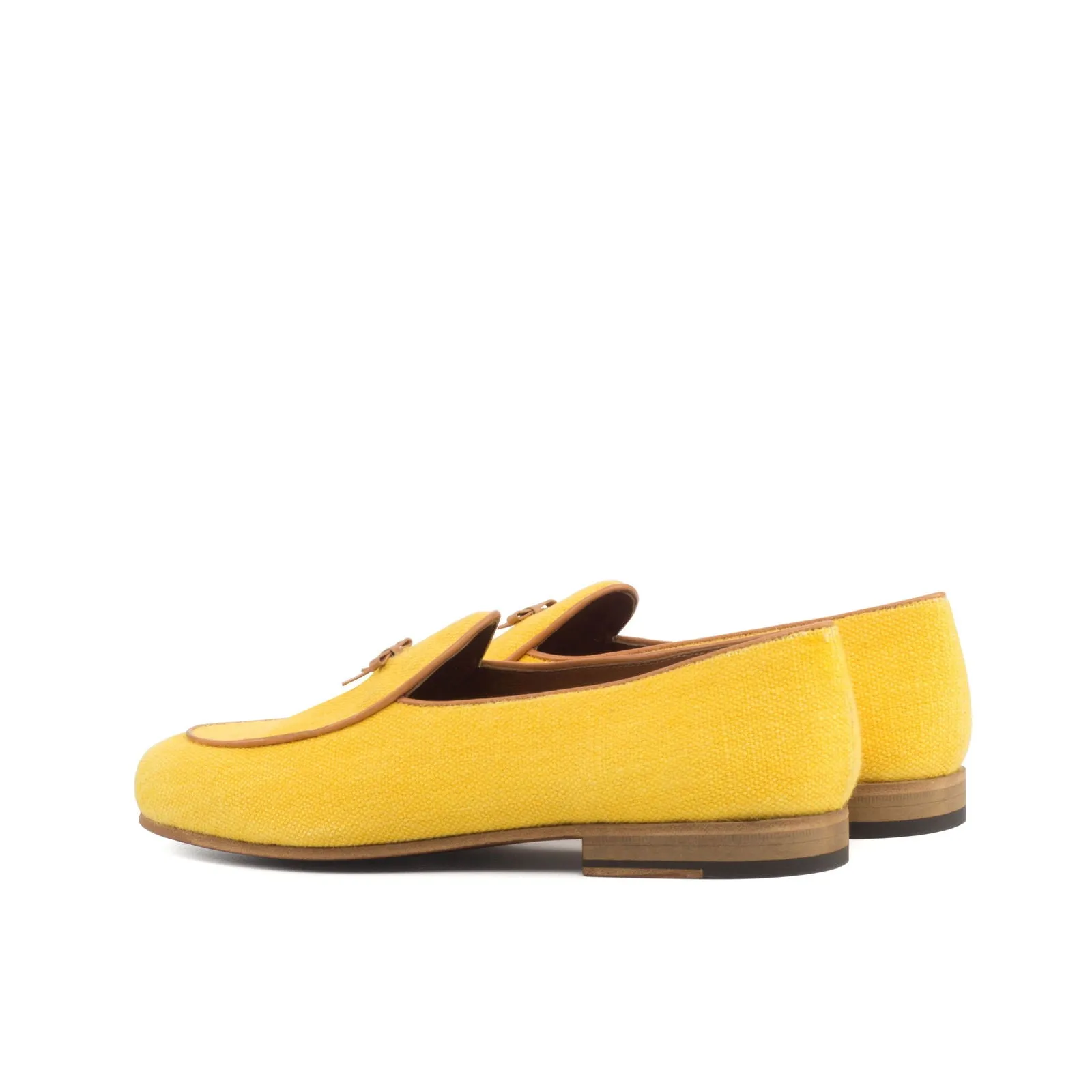 Men's Belgian Leather Slippers Wide Plus Size Yellow Brown 4327