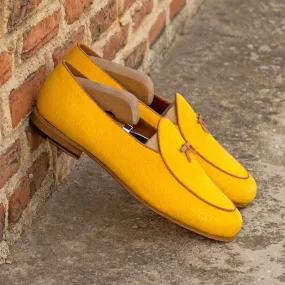 Men's Belgian Leather Slippers Wide Plus Size Yellow Brown 4327