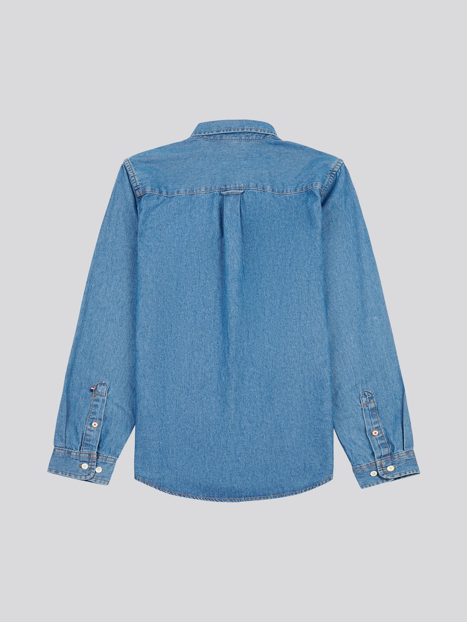 Mens Double Horsemen Chambray Long Sleeve Shirt in Medium Wash