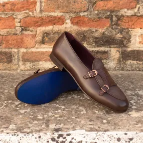 Men's Double Monk Leather Slippers Wide Plus Size Brown Dark Brown 3648