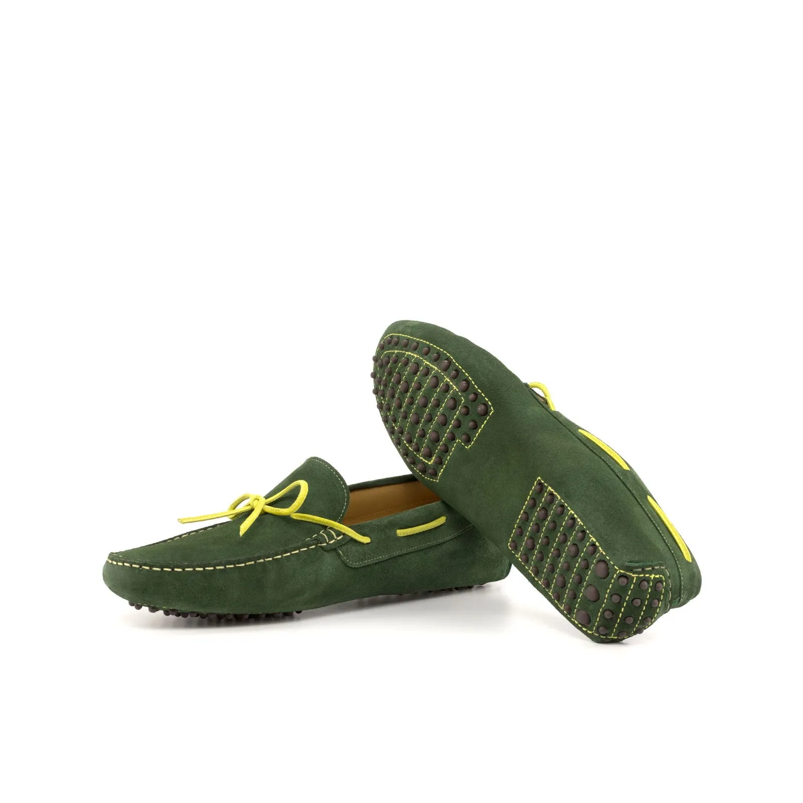 Men's Driver (Driving) Leather Shoes Plus Size Green Yellow 4726