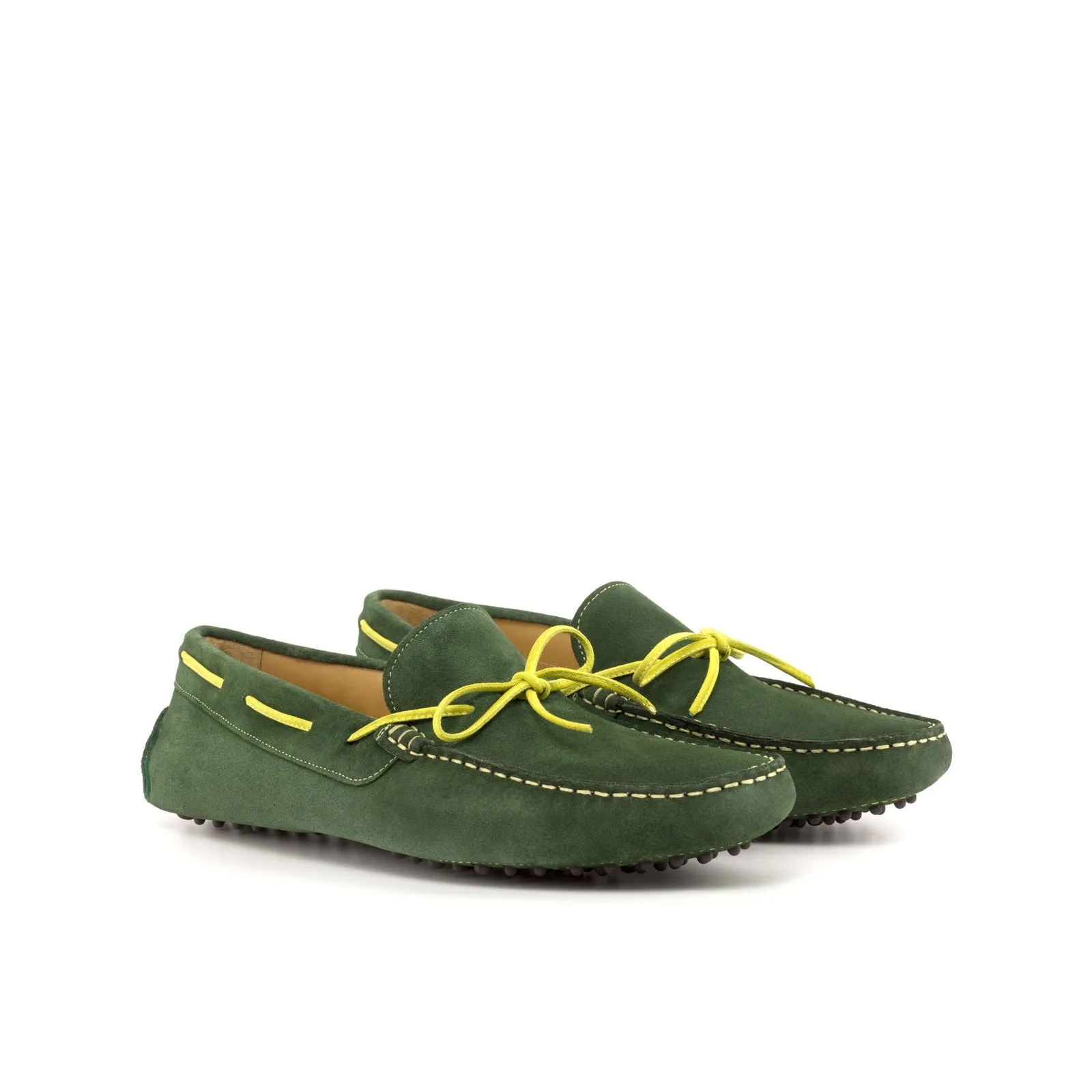 Men's Driver (Driving) Leather Shoes Plus Size Green Yellow 4726