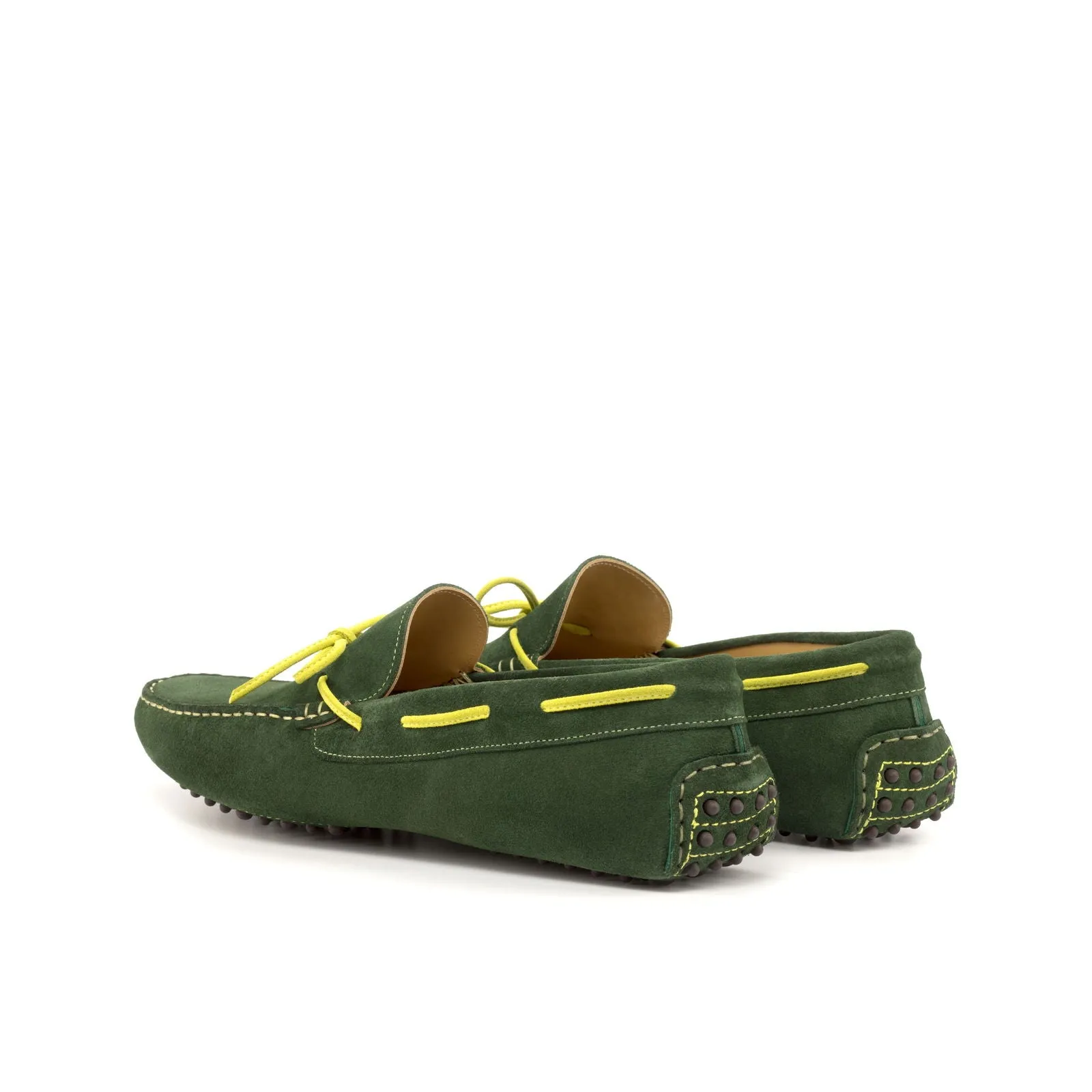 Men's Driver (Driving) Leather Shoes Plus Size Green Yellow 4726