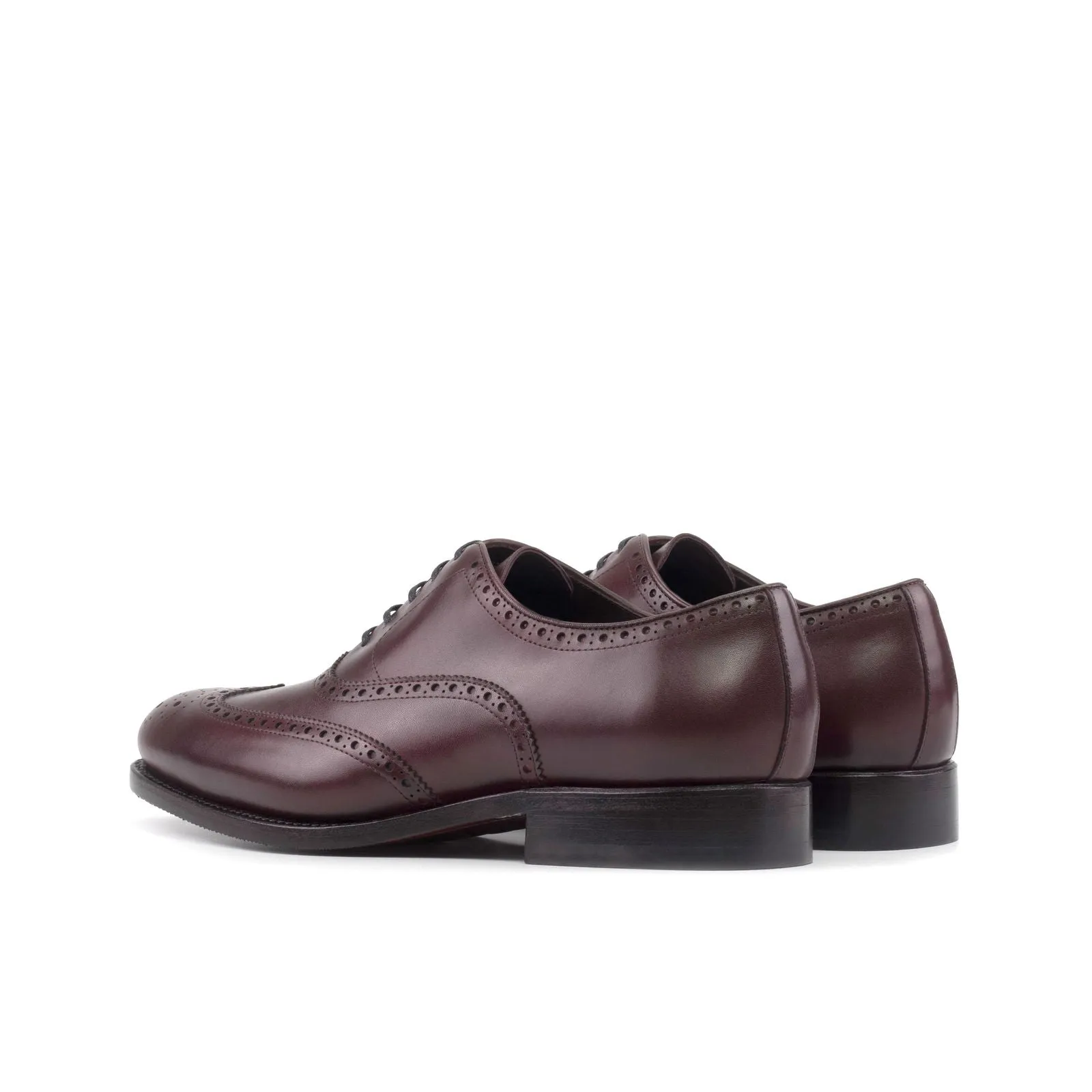 Men's Full Brogue Leather Shoes Goodyear Welt Wide Plus Size Burgundy 5695