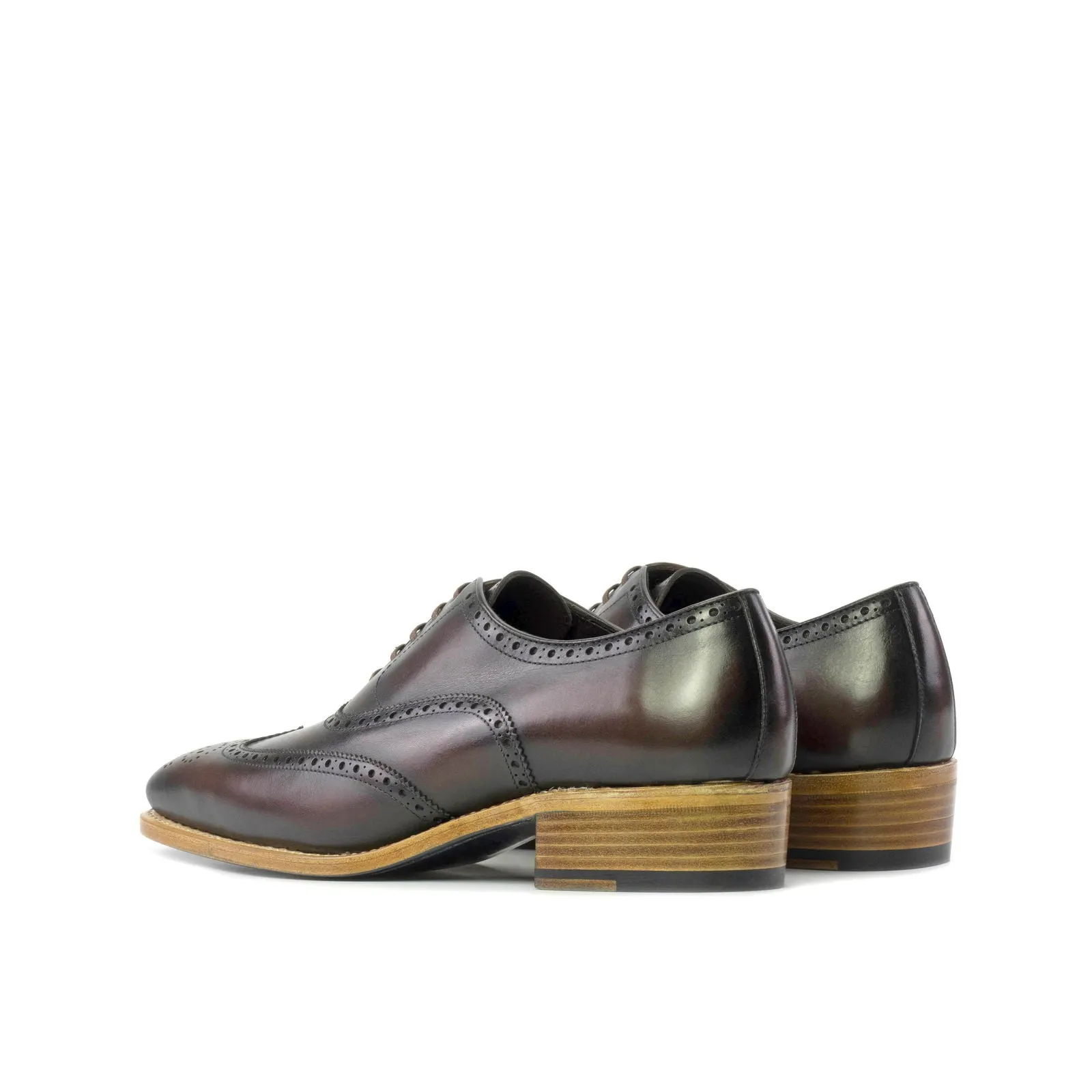 Men's Full Brogue Leather Shoes Goodyear Welt Wide Plus Size Dark Brown 5539