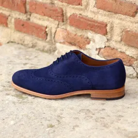 Men's Full Brogue Leather Shoes Wide Plus Size Blue 1921