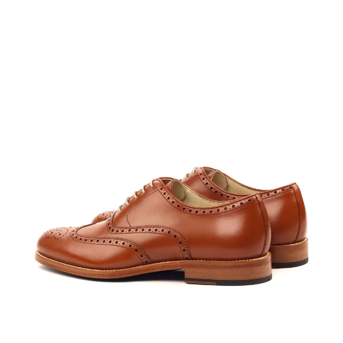 Men's Full Brogue Leather Shoes Wide Plus Size Brown 2411