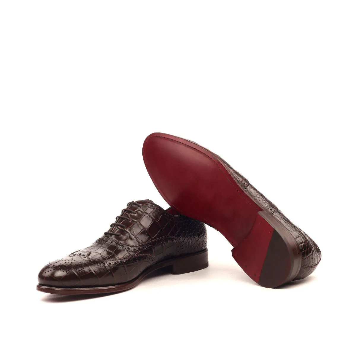 Men's Full Brogue Leather Shoes Wide Plus Size Brown 2431