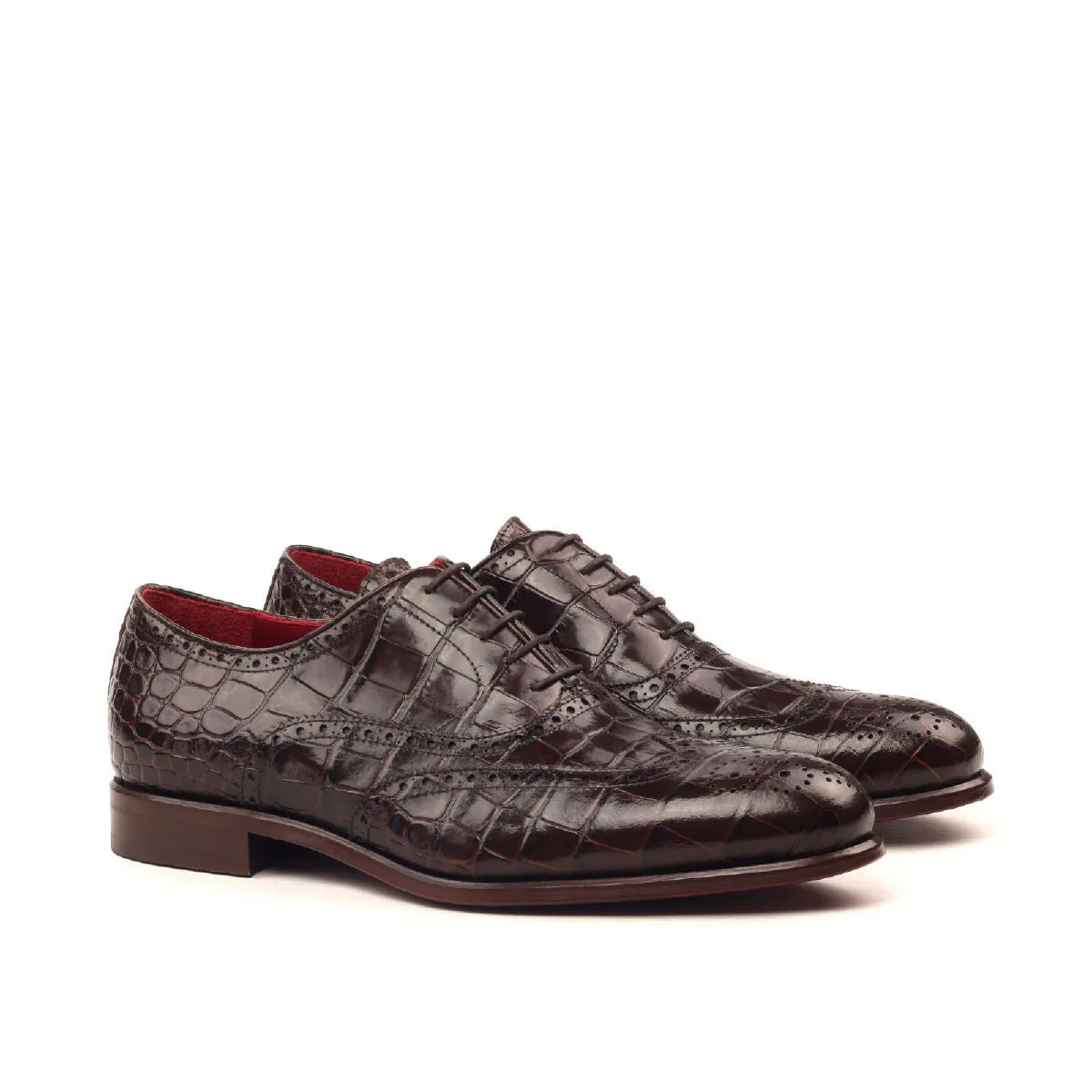 Men's Full Brogue Leather Shoes Wide Plus Size Brown 2431