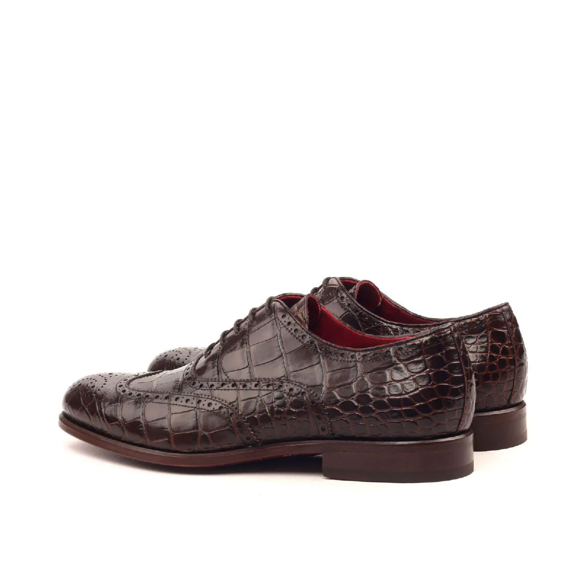 Men's Full Brogue Leather Shoes Wide Plus Size Brown 2431