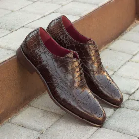 Men's Full Brogue Leather Shoes Wide Plus Size Brown 2431