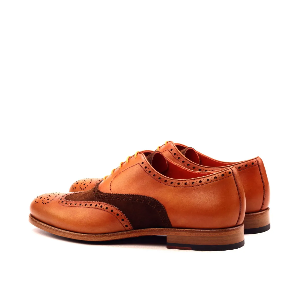 Men's Full Brogue Leather Shoes Wide Plus Size Brown 2528