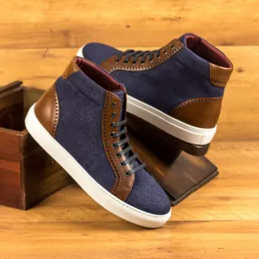 Men's High Kick Sneakers Wide Plus Size Blue 4584