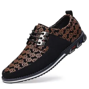 Men's Leather Casual Shoes Fashion Loafers Moccasins Breathable Slip On Driving Lace-Up Patchwork