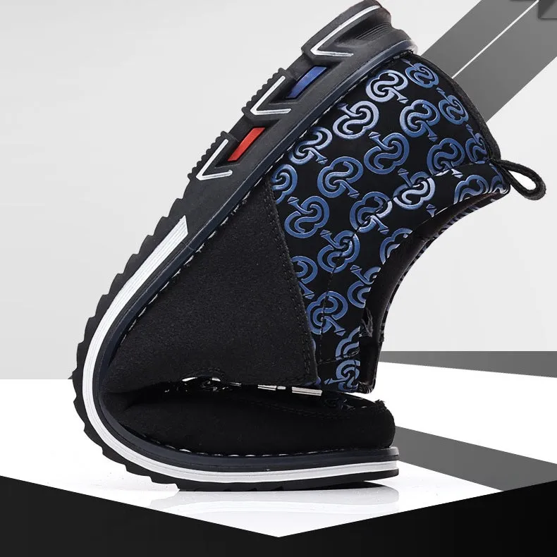 Men's Leather Casual Shoes Fashion Loafers Moccasins Breathable Slip On Driving Lace-Up Patchwork