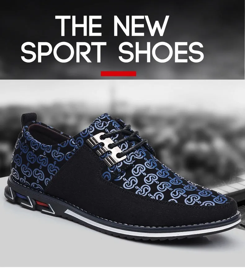 Men's Leather Casual Shoes Fashion Loafers Moccasins Breathable Slip On Driving Lace-Up Patchwork