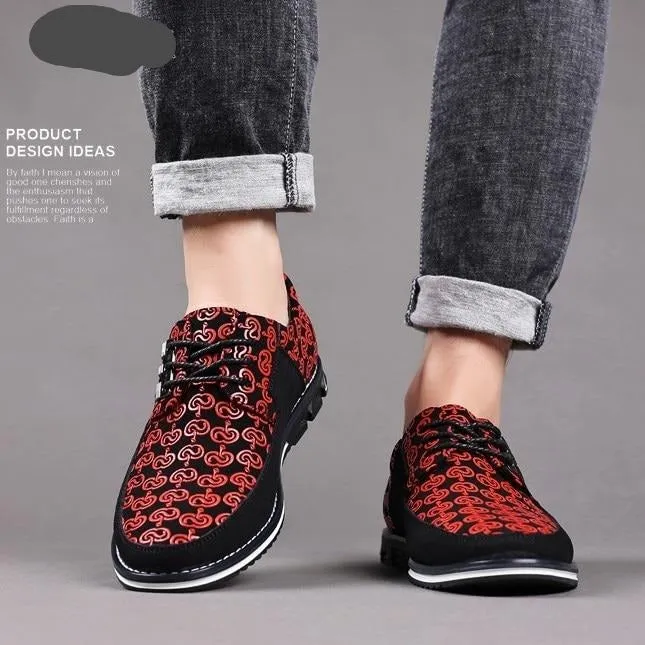 Men's Leather Casual Shoes Fashion Loafers Moccasins Breathable Slip On Driving Lace-Up Patchwork