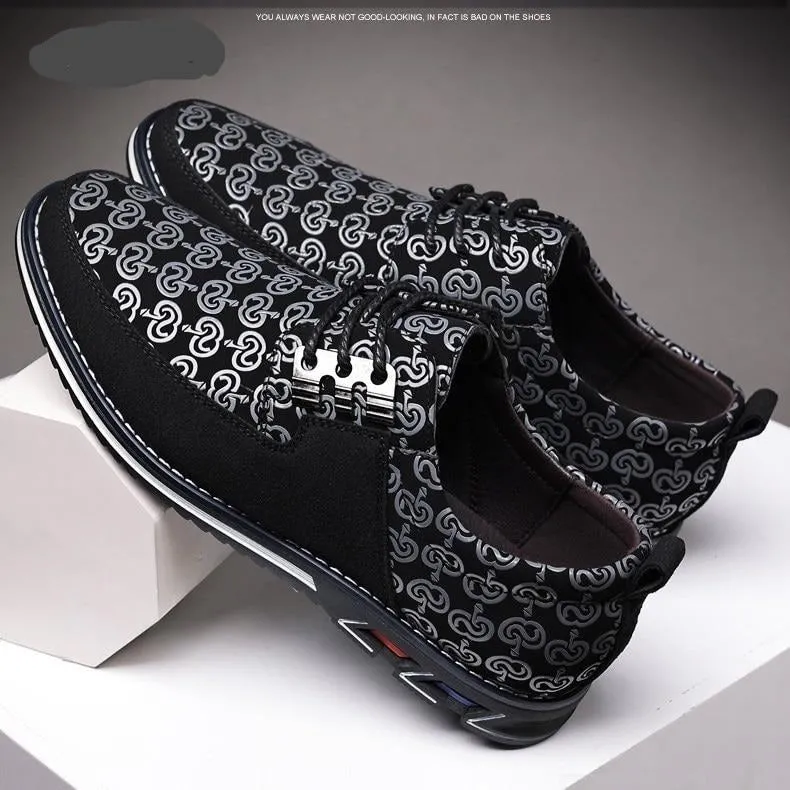 Men's Leather Casual Shoes Fashion Loafers Moccasins Breathable Slip On Driving Lace-Up Patchwork