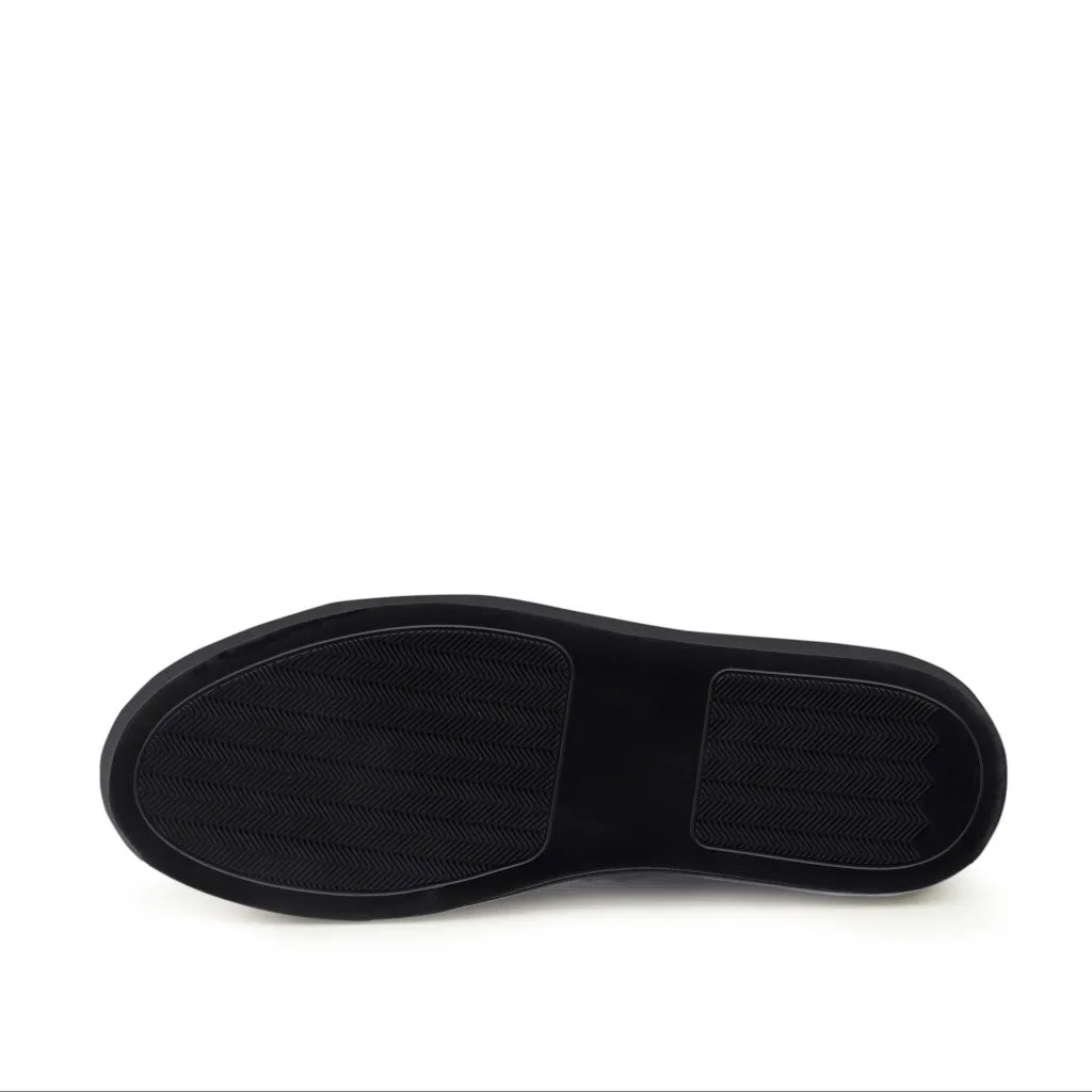 Men's Leather Trainers Wide Plus Size Black 3174