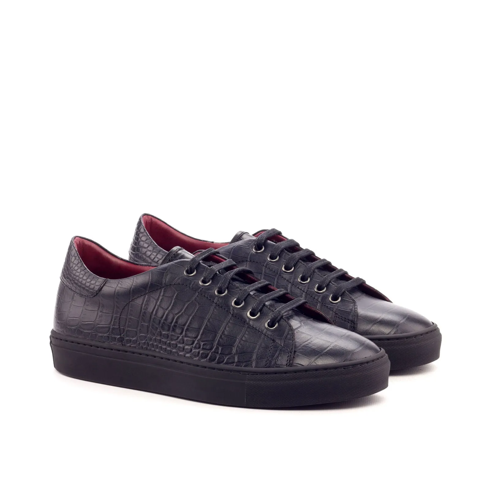 Men's Leather Trainers Wide Plus Size Black 3174