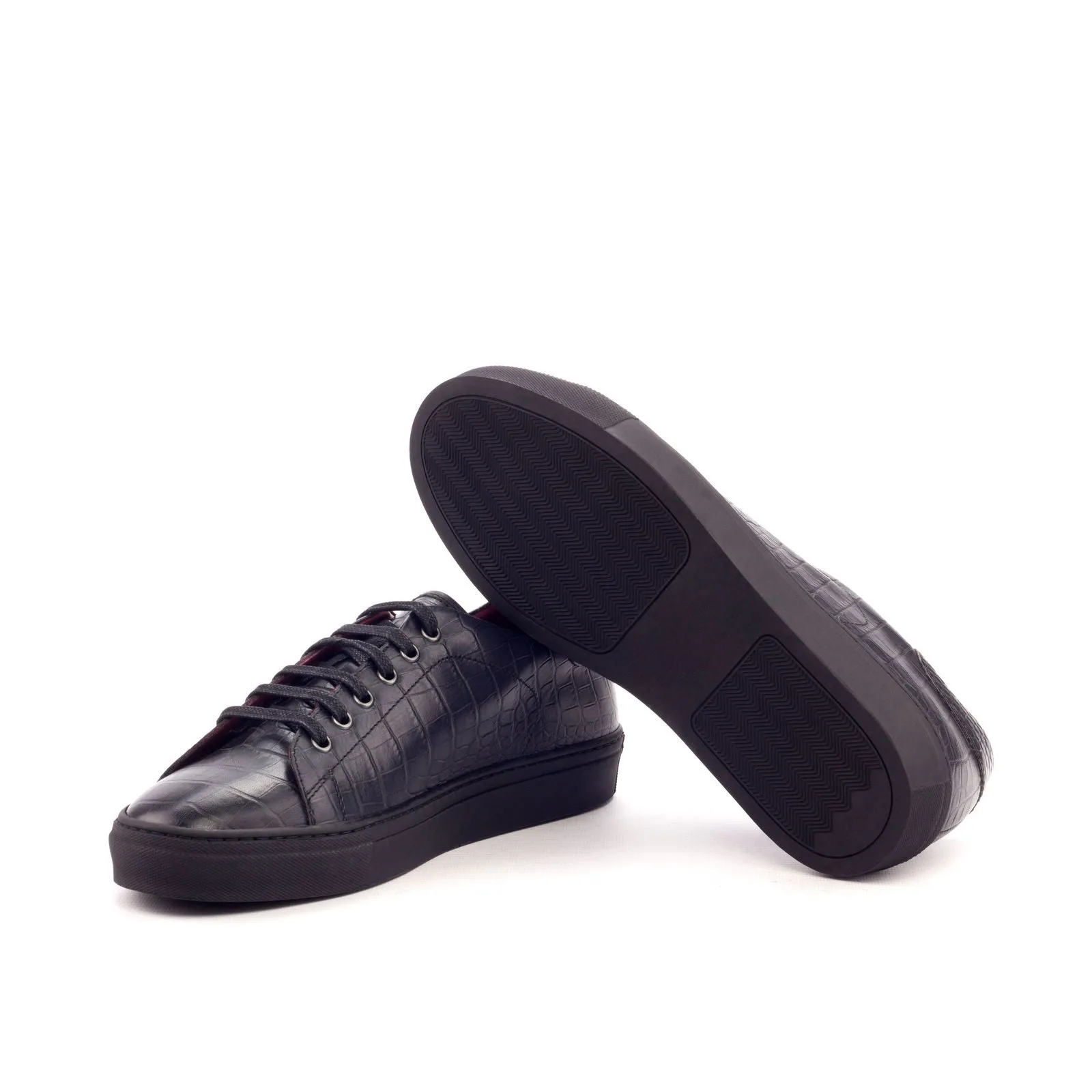 Men's Leather Trainers Wide Plus Size Black 3174