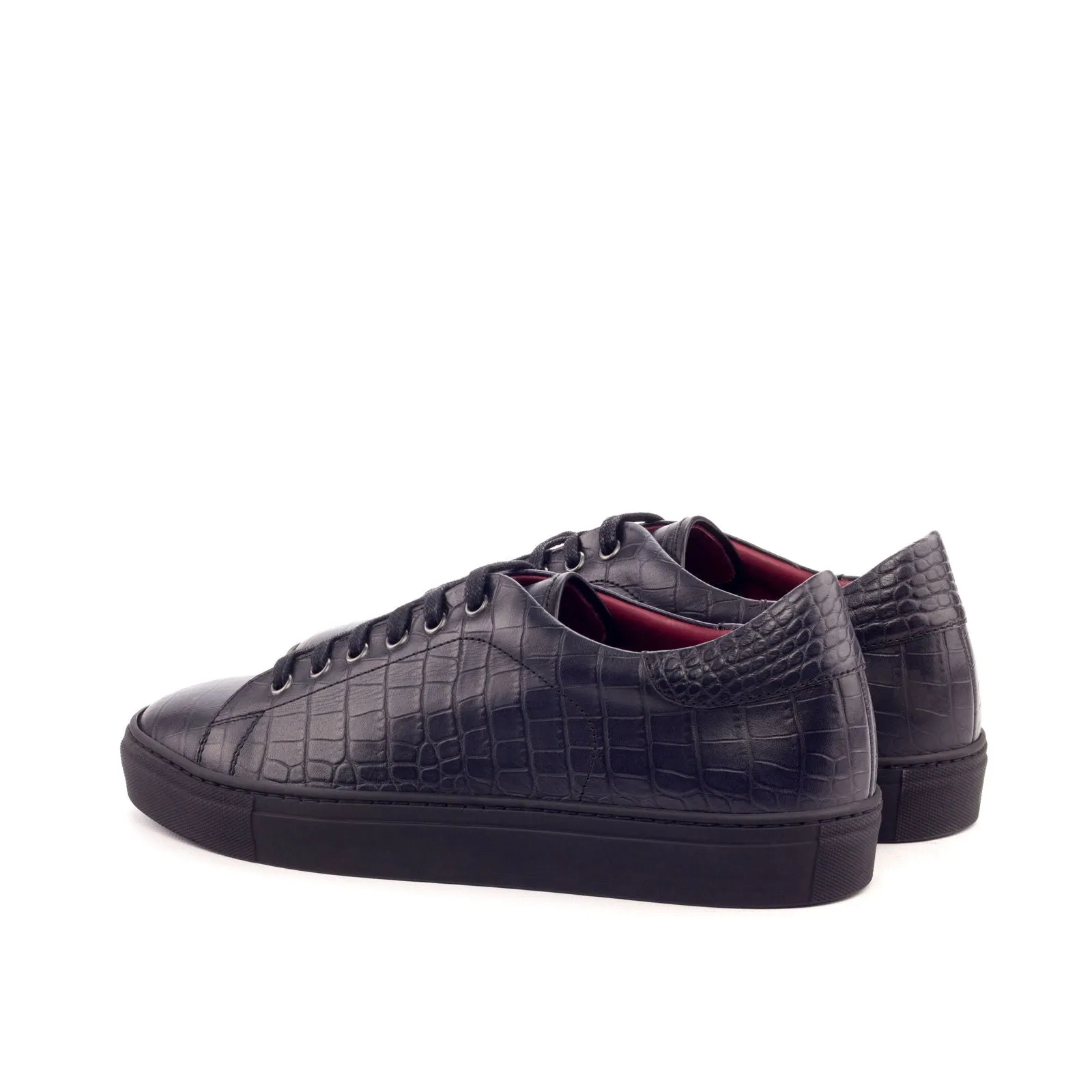 Men's Leather Trainers Wide Plus Size Black 3174