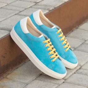Men's Leather Trainers Wide Plus Size Blue 3385