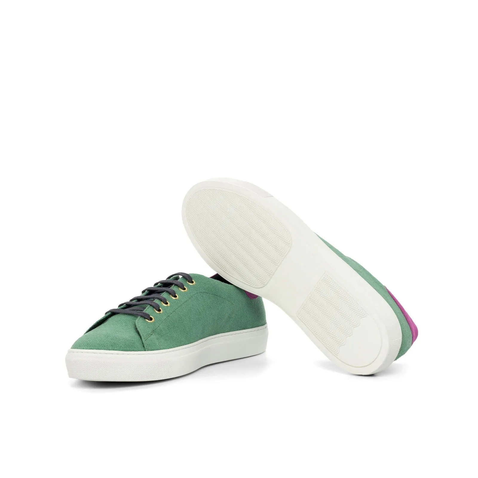 Men's Leather Trainers Wide Plus Size Green Violet 4440