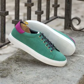 Men's Leather Trainers Wide Plus Size Green Violet 4440