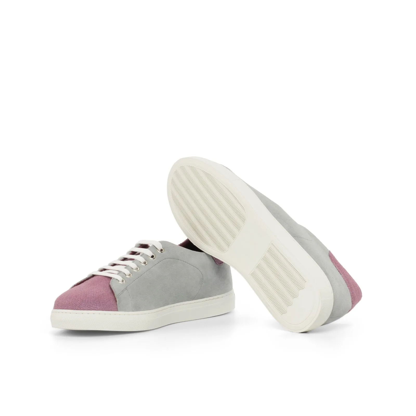 Men's Leather Trainers Wide Violet Grey 4369