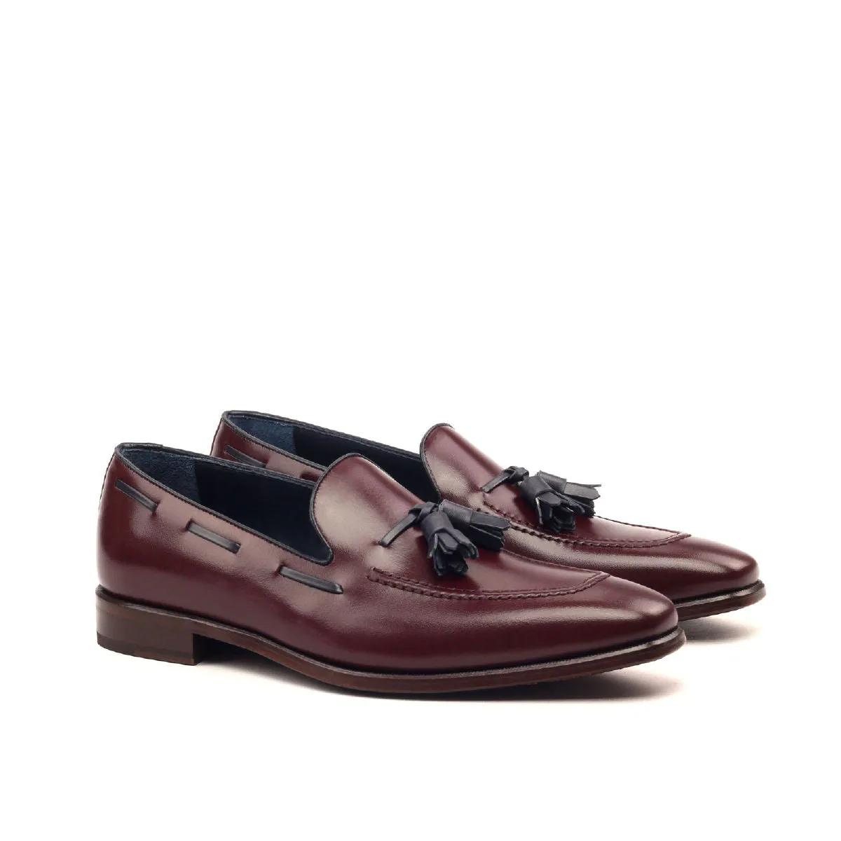 Men's Loafer Leather Shoes Wide Plus Size Burgundy Blue 2407
