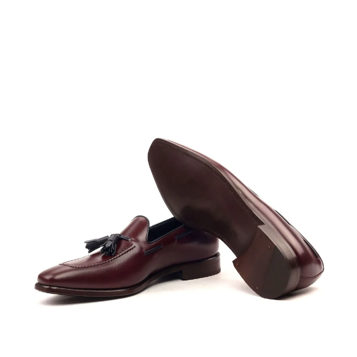 Men's Loafer Leather Shoes Wide Plus Size Burgundy Blue 2407