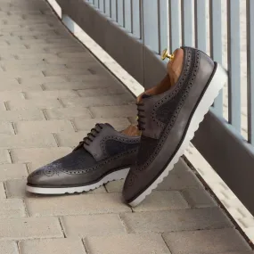 Men's Longwing Blucher Leather Shoes Wide Grey 2787