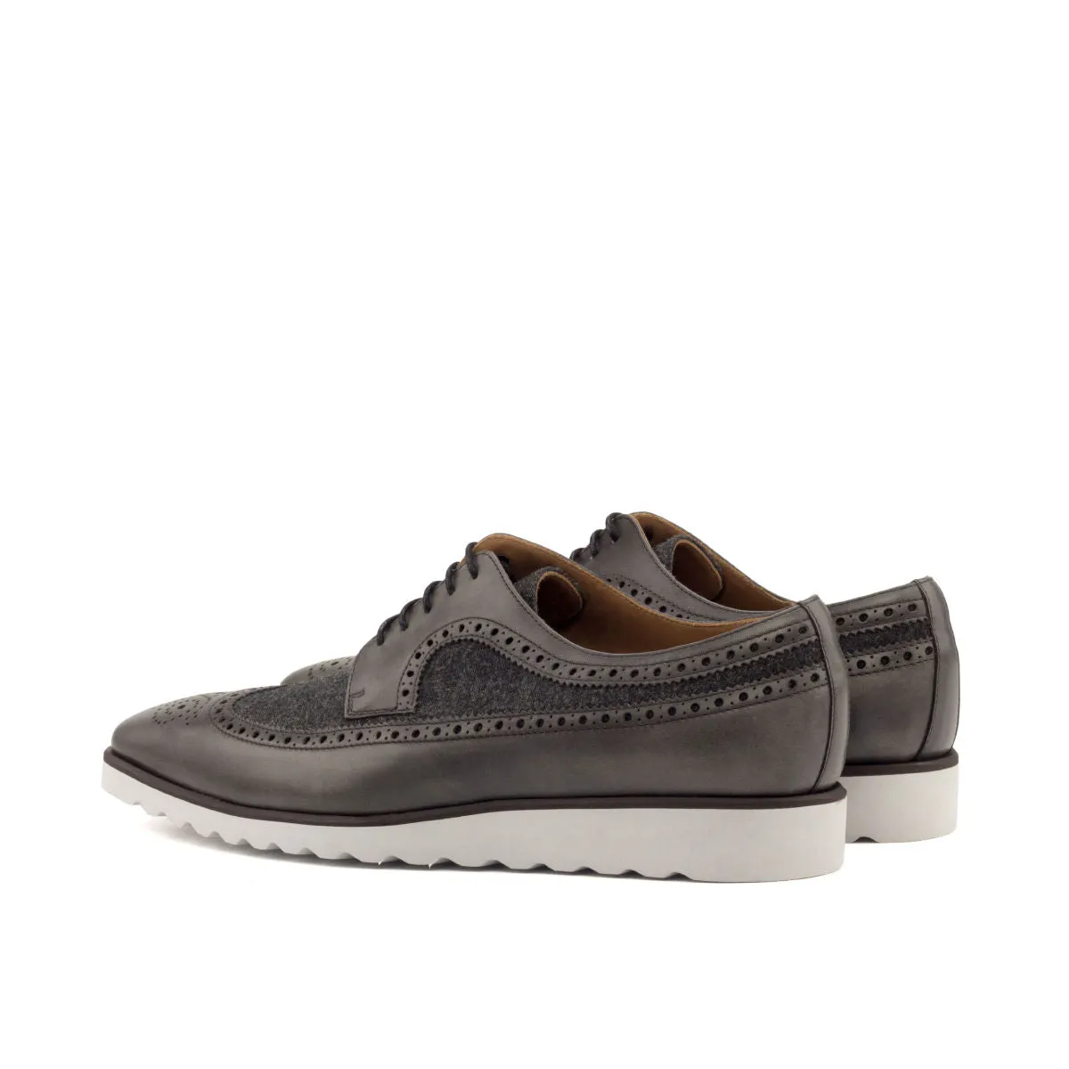 Men's Longwing Blucher Leather Shoes Wide Grey 2787