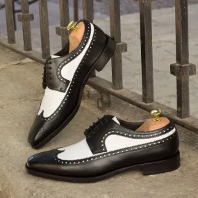 Men's Longwing Blucher Leather Shoes Wide Plus Size Black White 2448