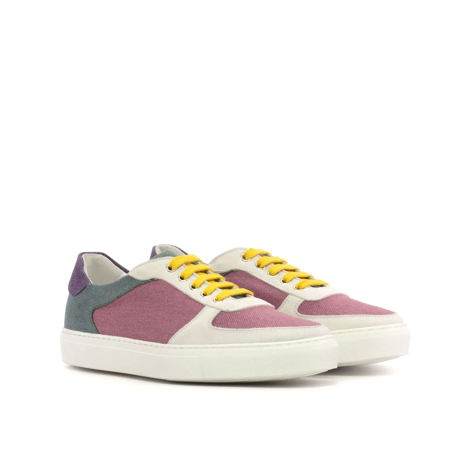 Men's Low Top Trainer Leather Shoes Wide Plus Size Violet Green 5889