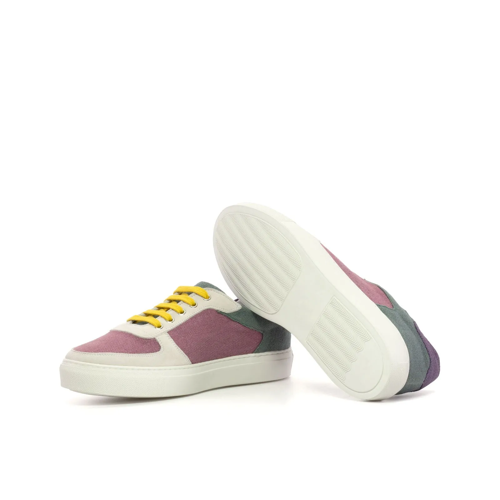 Men's Low Top Trainer Leather Shoes Wide Plus Size Violet Green 5889