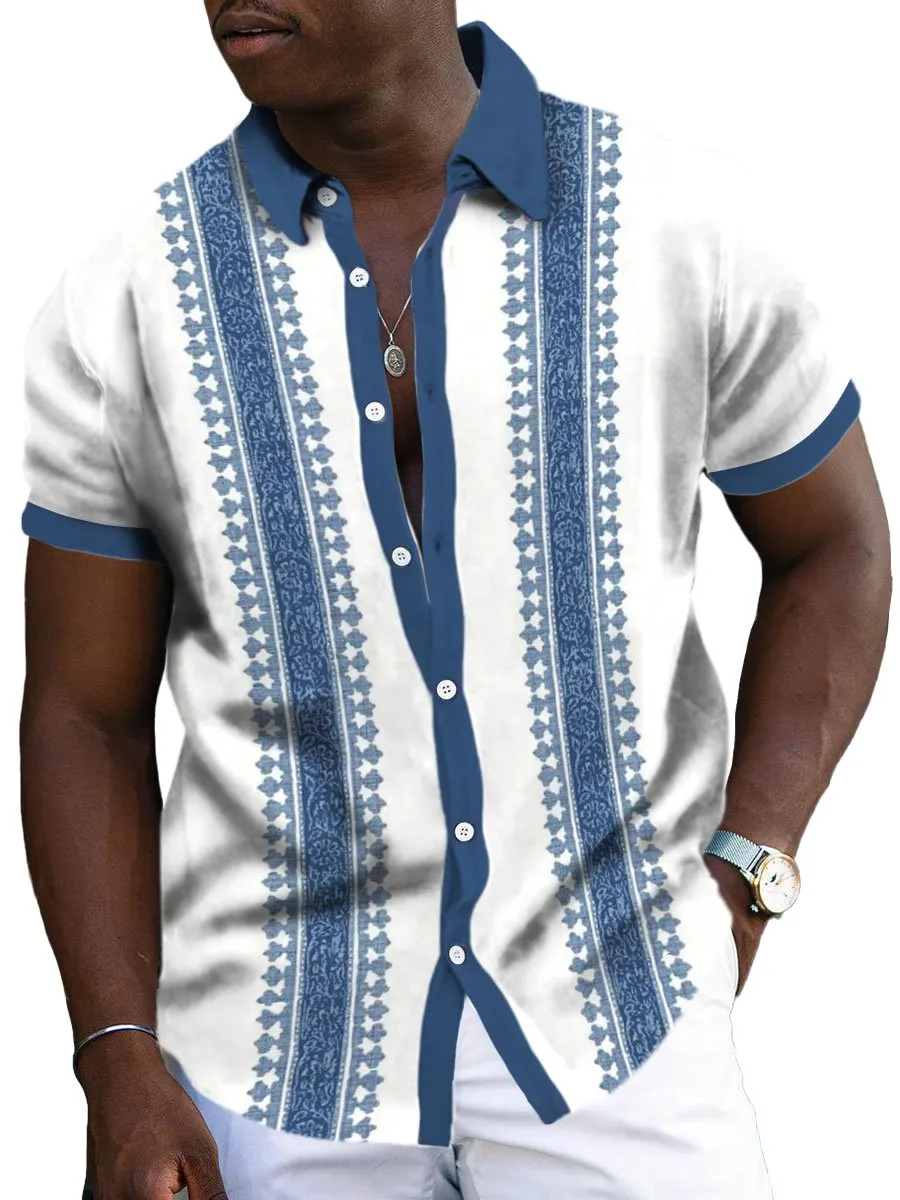 Men's Retro Versatile Printed Casual Short Sleeve Shirt