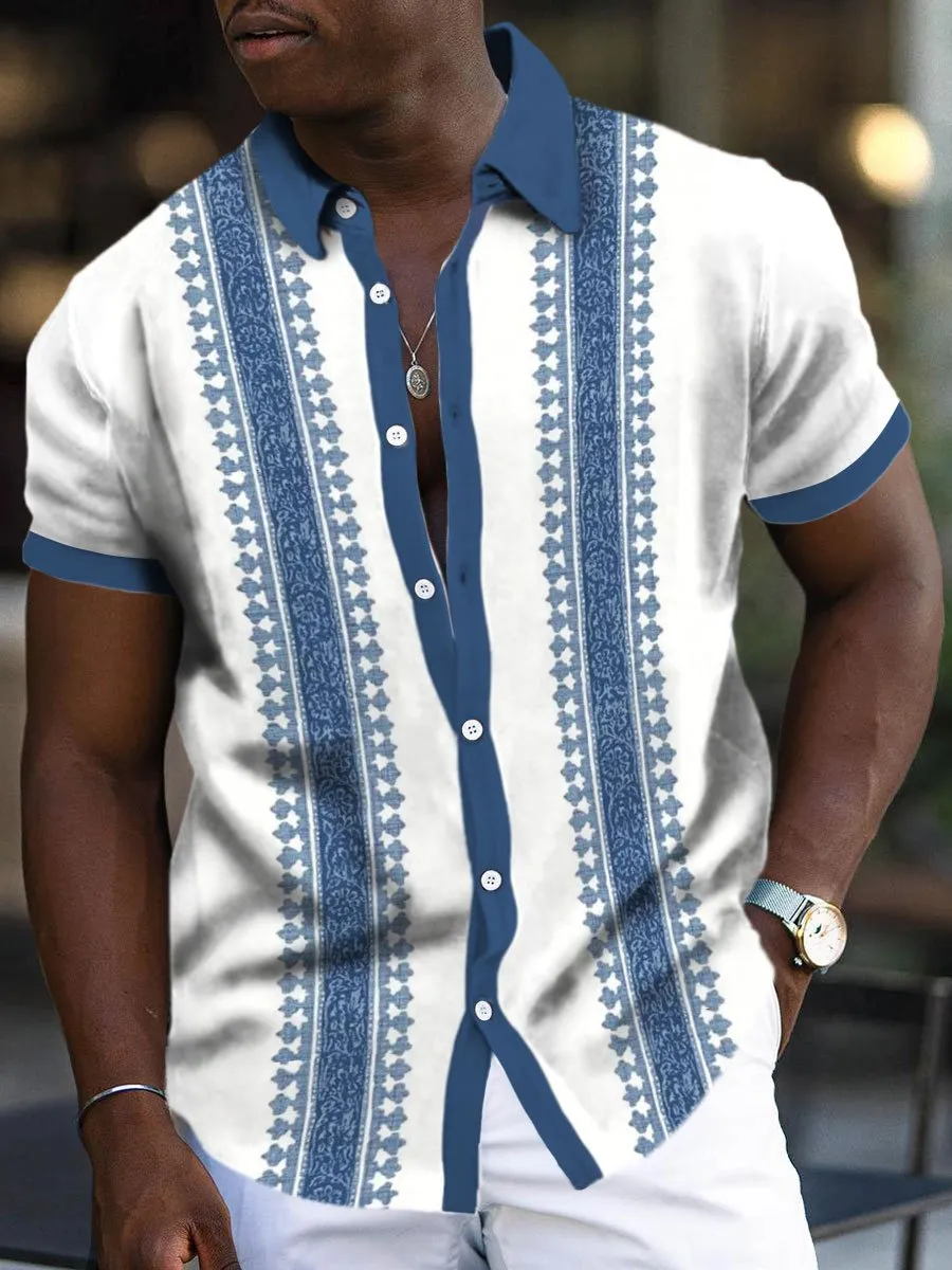 Men's Retro Versatile Printed Casual Short Sleeve Shirt