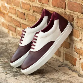 Men's Top Sider Leather Sneakers Wide Plus Size Burgundy White 3190