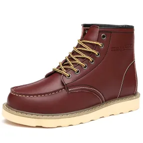 Men's Winter Snow Boots - Warm Fur-Lined Leather, Waterproof No-Slip Ankle Work Shoes