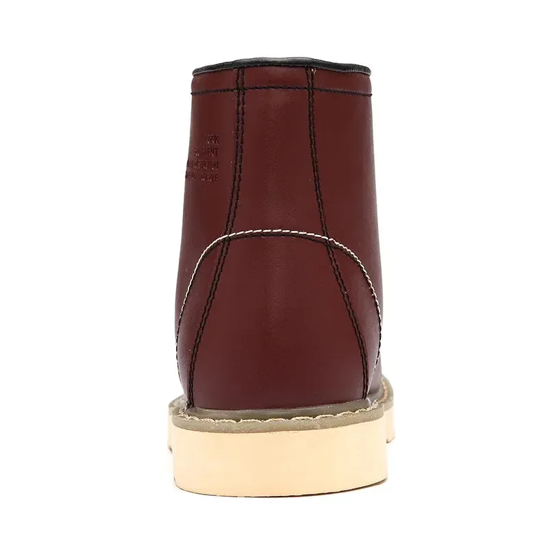 Men's Winter Snow Boots - Warm Fur-Lined Leather, Waterproof No-Slip Ankle Work Shoes