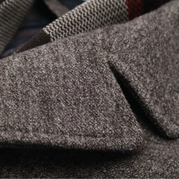 Men's Winter Warm Woolen Long Coat With Detachable Scarf