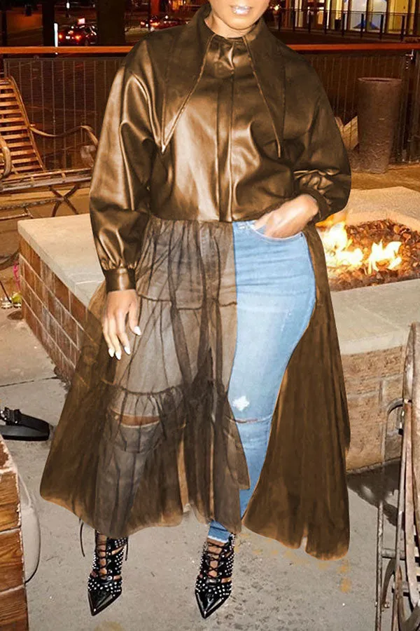 Mesh Patchwork Stylish Coat