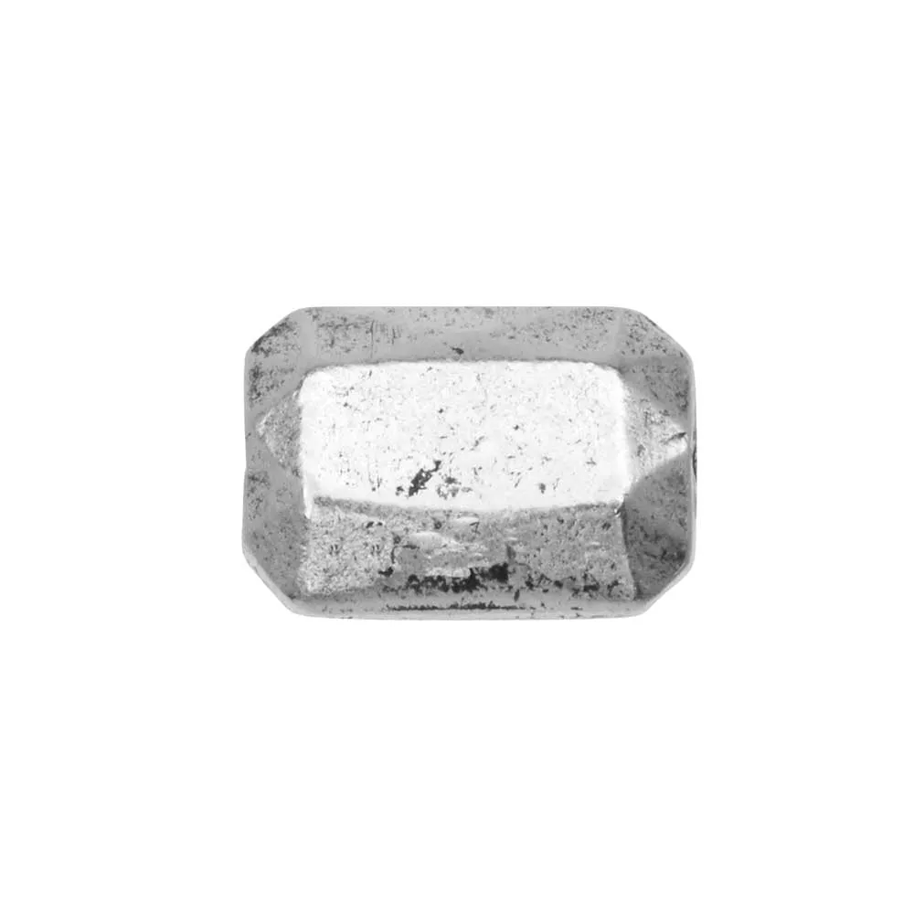Metal Bead, Faceted Rectangle 9x13mm, Antiqued Silver, by Nunn Design (1 Piece)
