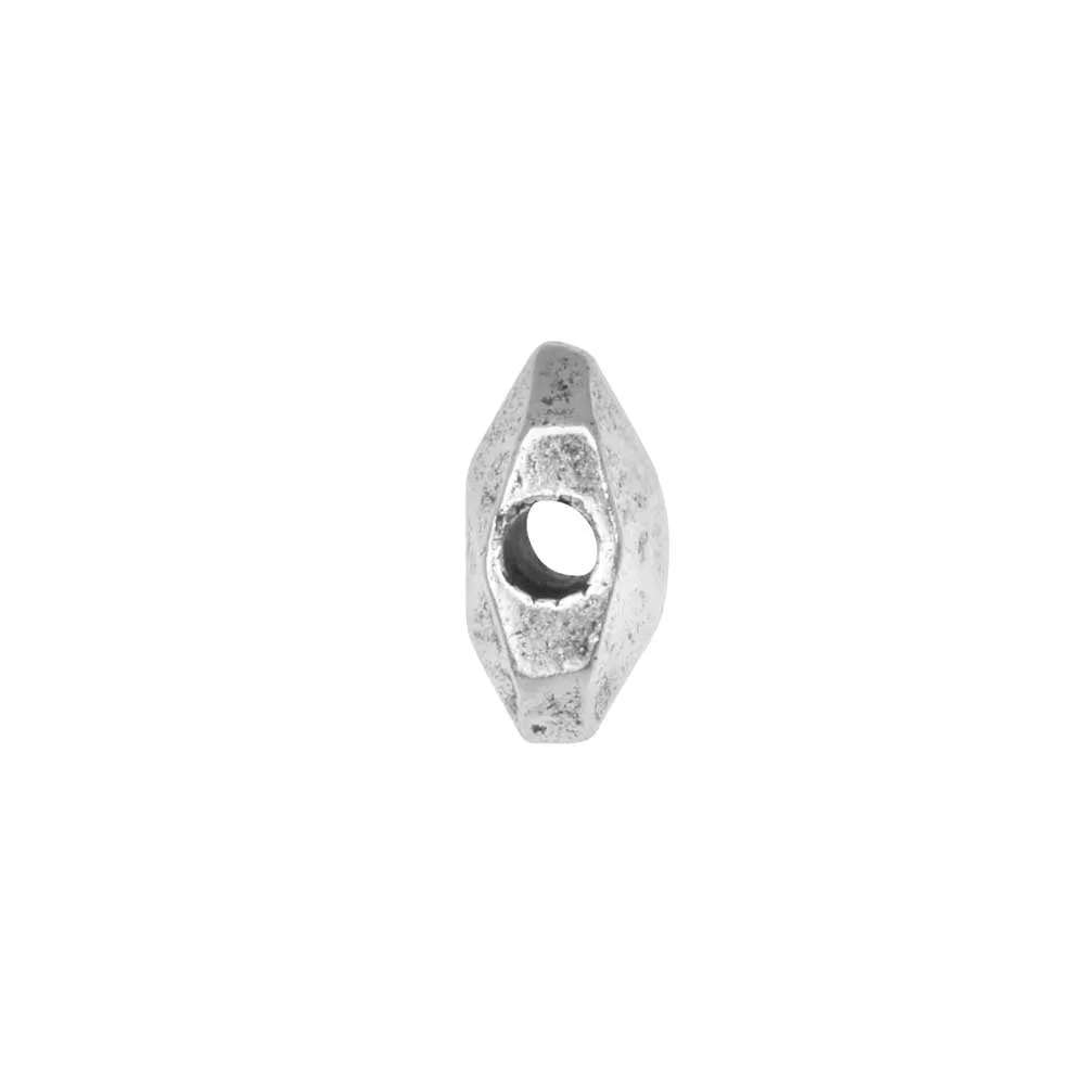 Metal Bead, Faceted Rectangle 9x13mm, Antiqued Silver, by Nunn Design (1 Piece)