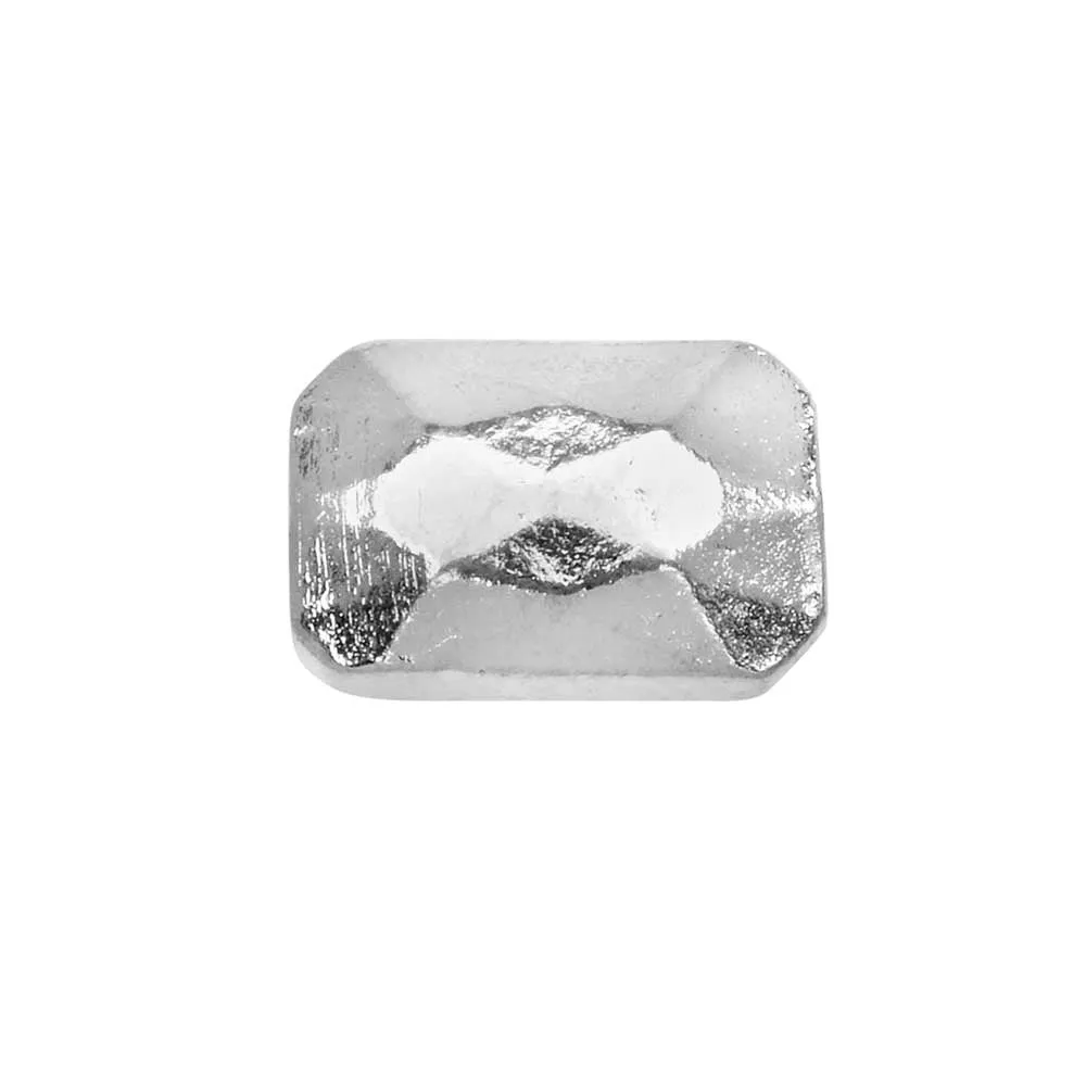 Metal Bead, Faceted Rectangle 9x13mm, Bright Silver, by Nunn Design (1 Piece)
